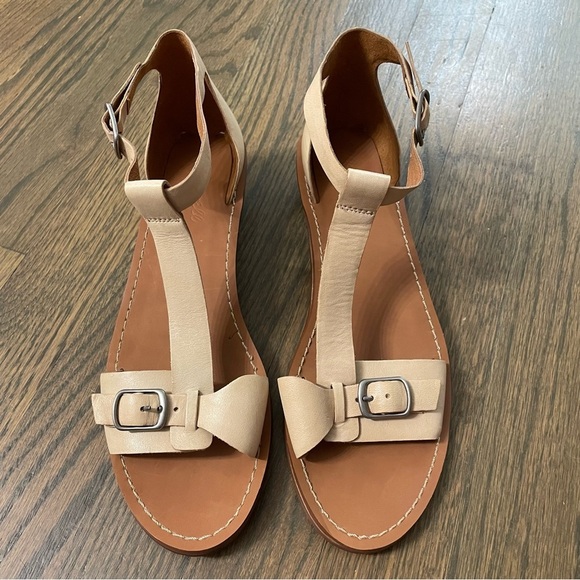 Madewell Loren Camel Tan T Strap Sandals Size 7 - Picture 2 of 14